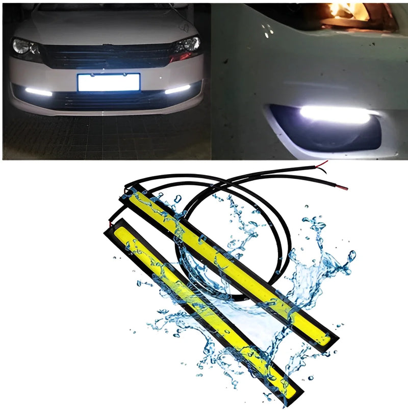 Barra LED DRL 17 cm 6000K 12V Impermeável – Luz Diurna Universal para Carros (Par)