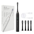 Escova de Dentes Elétrica Ultrassônica IPX7 com 4 Cabeças Substituíveis