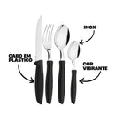 Kit de Talheres 24 Peças com Lâminas em Aço Inox e Cabos de Polipropileno