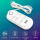 Régua de Tomadas 6 Saídas com 3 USB Bivolt 110V/220V