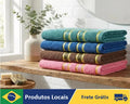 Toalha de Banho Grande 70x140 cm com Estampa e Bordado – Padrão Sortido