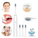 Escova de Dentes Elétrica Ultrassônica IPX7 com 4 Cabeças Substituíveis