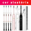 Escova de Dentes Elétrica Ultrassônica IPX7 com 4 Cabeças Substituíveis