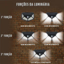 Luminária Solar LED com Sensor de Movimento e 3 Modos de Iluminação