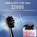 Escova de Dentes Elétrica Ultrassônica IPX7 com 4 Cabeças Substituíveis