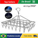 Kit com 40 Prendedores de Roupa em Inox com Fixação Prática