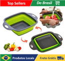 Escorredor Retrátil de Silicone Quadrado Multiuso para Massas, Frutas e Alimentos