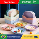 Kit com 10 Pratos Reutilizáveis de Plástico com Base para Servir