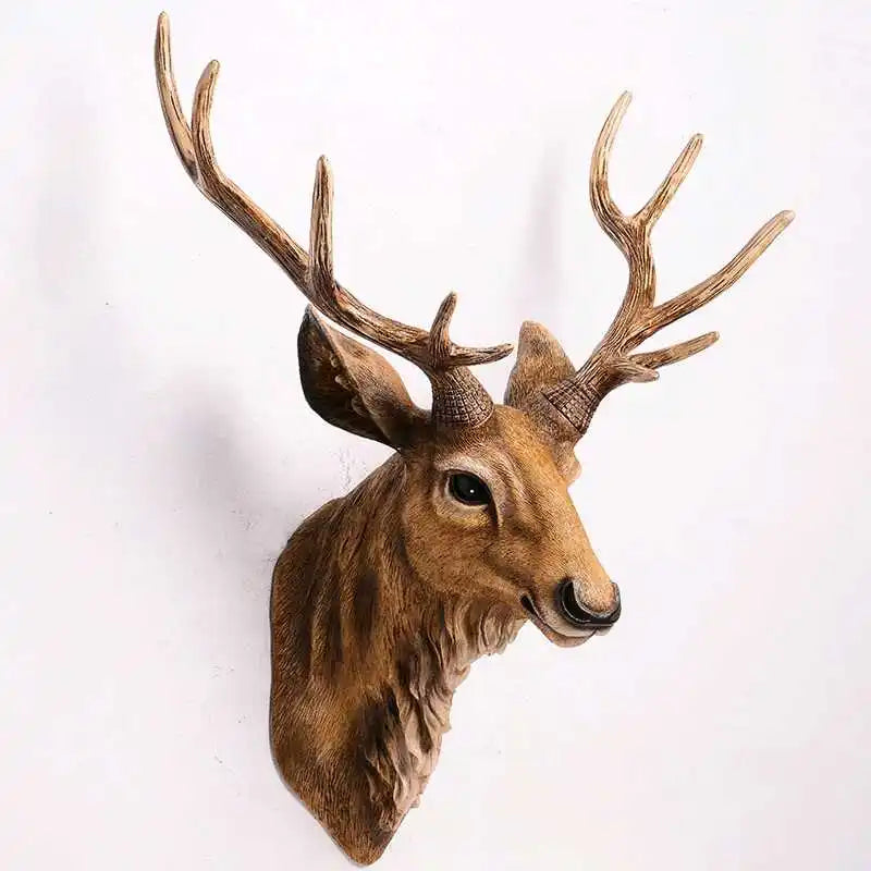Cabeça de veado decorativa falsa 17 polegadas em resina estilo fazenda antlers para parede
