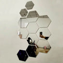 Kit de espelhos adesivos hexagonais 3D em acrílico autocolante para decoração de parede em salas, quartos e escritórios.