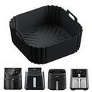 Forro de silicone reutilizável para Air Fryer de 22,5cm com superfície antiaderente, ideal para proteger o cesto e facilitar a limpeza após o preparo dos alimentos.