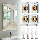 Kit com 4 suportes cromados para fixação de espelho sem moldura em parede de banheiro, sala ou cozinha.