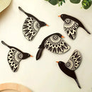 Decoração rústica/gótica de parede com pássaros pretos de madeira (kit com 5)