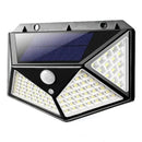 Luminária solar LED de parede com 100 LEDs, sensor de movimento e três modos de iluminação para áreas externas