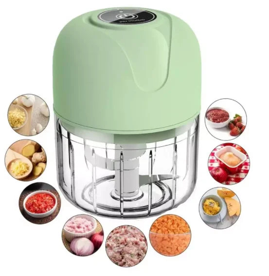 Mini processador elétrico de alimentos 250ml com 3 lâminas de aço inox e alimentação USB para uso na cozinha