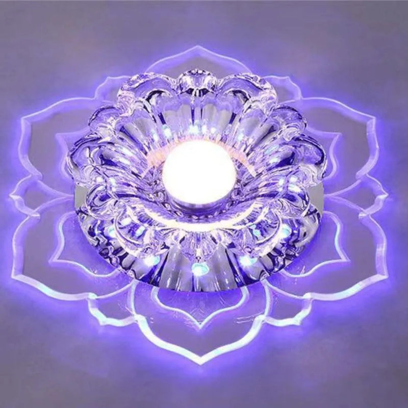 Plafon LED 9W com design de pétalas de cristal para teto cozinha fácil instalação moderna