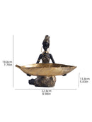 Escultura Decorativa Africana com Bandeja – Ornamento Vintage para Organização e Decoração de Ambientes