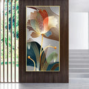Quadro Abstrato Floral com Linhas Douradas – Tela Decorativa Moderna para Sala e Ambientes Sofisticados