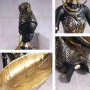 Escultura Decorativa Africana com Bandeja – Ornamento Vintage para Organização e Decoração de Ambientes