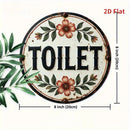 Placa Decorativa Banheiro em Madeira 20cm – Design Floral Elegante para Casa e Comércio