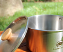Kit de Panelas para Camping em Aço Inox com Panela, Frigideira e Chaleira