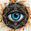 Placa Decorativa Olho Grego Boho em Madeira – Proteção, Sorte e Estilo para Portas e Ambientes