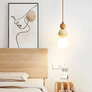 Pendente LED Bauhaus Creme em Pedra e Madeira – Luminária Designer para Quarto, Sala e Espaços Gourmet