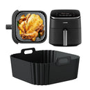 Forro de Silicone Reutilizável para Air Fryer 22,5cm – Cesto Antiaderente para Fritadeiras de 5 a 8QT