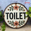 Placa Decorativa Banheiro em Madeira 20cm – Design Floral Elegante para Casa e Comércio