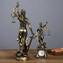 Estátua Deusa da Justiça Estilo Europeu Retrô – Escultura Decorativa em Acabamento Bronze para Casa e Escritório