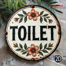Placa Decorativa Banheiro em Madeira 20cm – Design Floral Elegante para Casa e Comércio