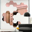 Espelho Decorativo Adesivo Hexagonal 3D Acrílico Autocolante para Parede Kit com 6 ou 12 Peças