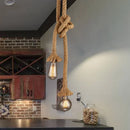 Luminária Pendente Industrial com Corda de Cânhamo E27 – Estilo Vintage para Sala, Loft e Bar