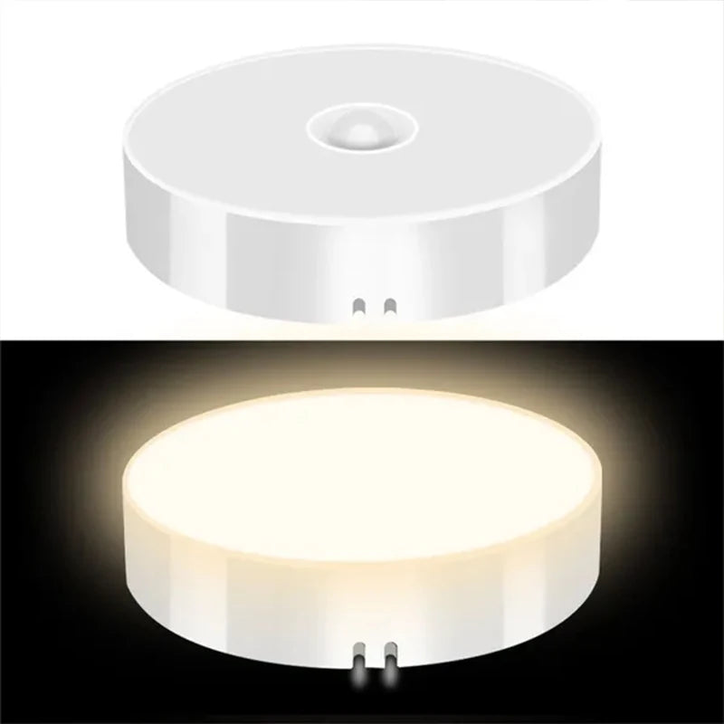 Luminária LED com Sensor de Movimento PIR Recarregável USB – Luz Noturna Sem Fio para Armários, Escadas e Corredores