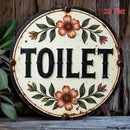 Placa Decorativa Banheiro em Madeira 20cm – Design Floral Elegante para Casa e Comércio