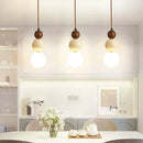 Pendente LED Bauhaus Creme em Pedra e Madeira – Luminária Designer para Quarto, Sala e Espaços Gourmet
