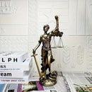 Estátua Deusa da Justiça Estilo Europeu Retrô – Escultura Decorativa em Acabamento Bronze para Casa e Escritório