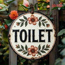 Placa Decorativa Banheiro em Madeira 20cm – Design Floral Elegante para Casa e Comércio