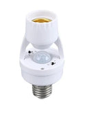 Sensor de movimento e presença bivolt para lâmpada com soquete E27, indicado para acionamento automático da iluminação.