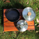 Kit de Panelas para Camping em Aço Inox com Panela, Frigideira e Chaleira