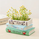 Vaso Decorativo Livros Empilhados em Cerâmica – Cachepot Vintage Criativo para Flores e Decoração